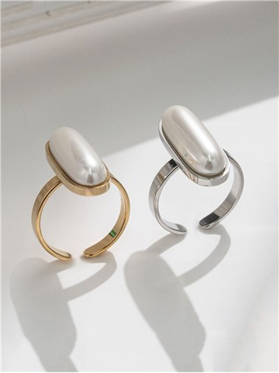 Anillo perla fina - Acero inoxidable