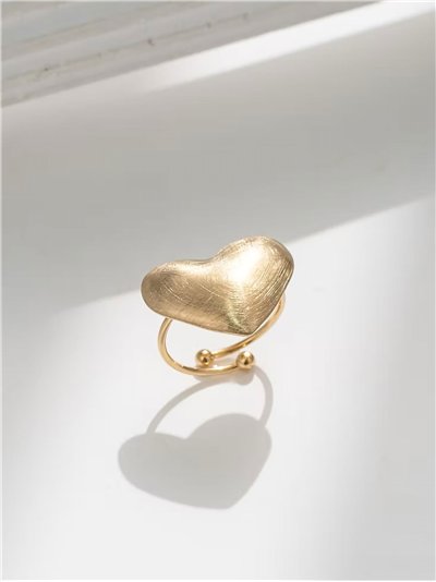 Anillo corazón dorado - Acero inoxidable