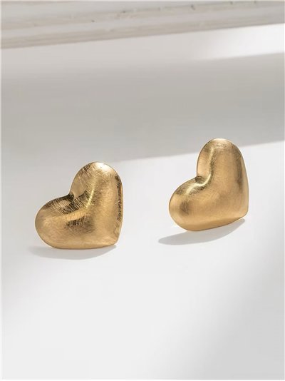 Pendientes corazón dorado - Acero inoxidable