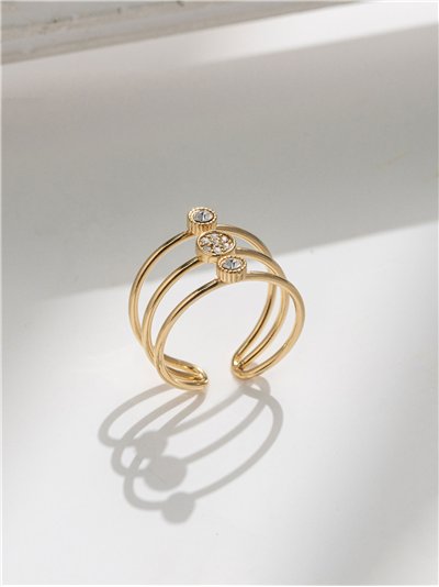 Anillo triple con circonitas - Acero inoxidable