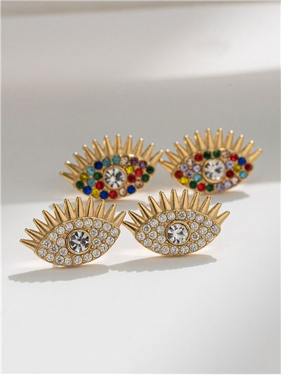 Pendientes ojo con circonitas - Acero inoxidable 2