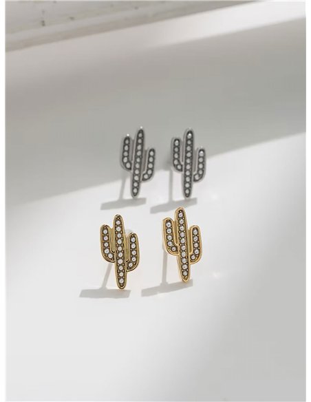Pendientes cactus perlas - Acero inoxidable