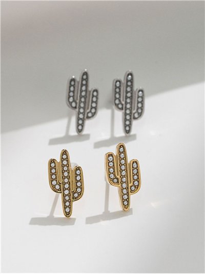 Pendientes cactus perlas - Acero inoxidable 2