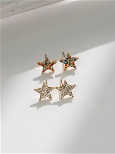 Pendientes estrella con circonitas - Acero inoxidable