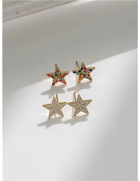 Pendientes estrella con circonitas - Acero inoxidable