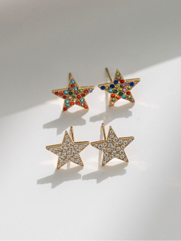 Pendientes estrella con circonitas - Acero inoxidable