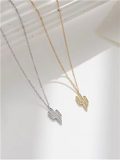 Collar cactus perlas - Acero inoxidable