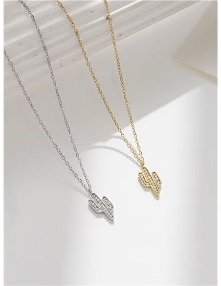 Collar cactus perlas - Acero inoxidable