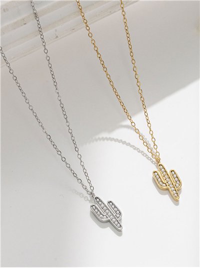 Collar cactus perlas - Acero inoxidable 2