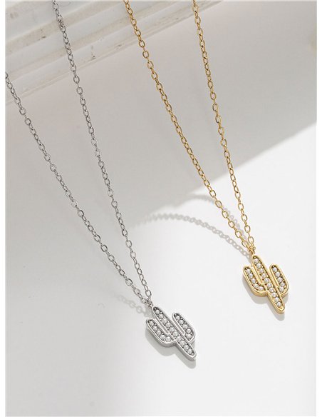 Collar cactus perlas - Acero inoxidable