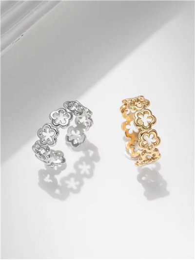 Anillo flores - Acero inoxidable