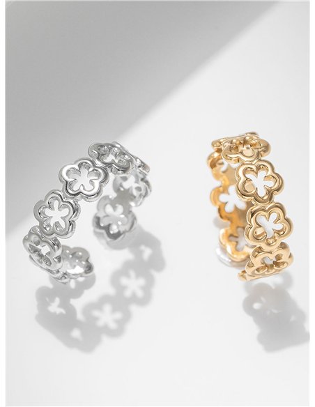 Anillo flores - Acero inoxidable