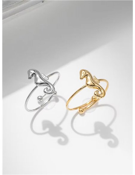 Anillo caballito de mar - Acero inoxidable