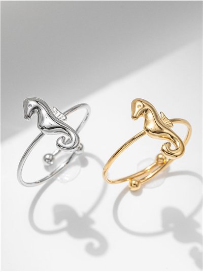 Anillo caballito de mar - Acero inoxidable 2