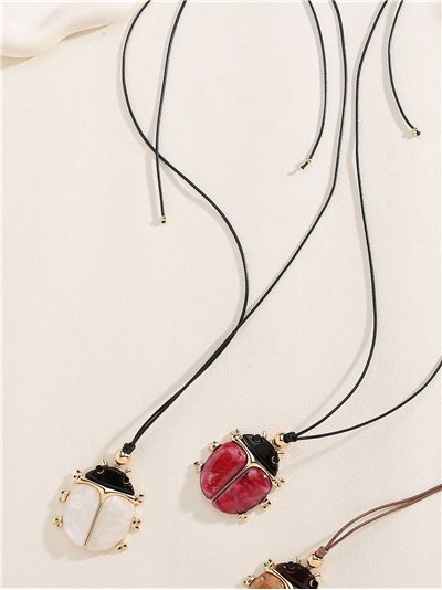 Collar cuerda colgante mariquita de resina 2