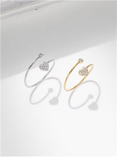 Anillo corazón con circonitas - Acero inoxidable