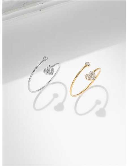 Anillo corazón con circonitas - Acero inoxidable