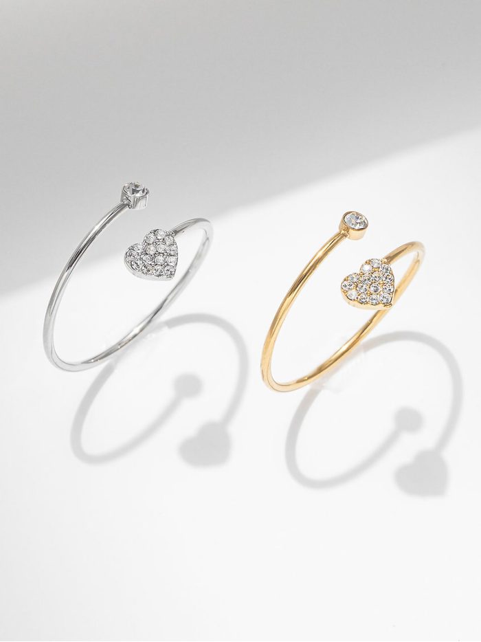 Anillo corazón con circonitas - Acero inoxidable