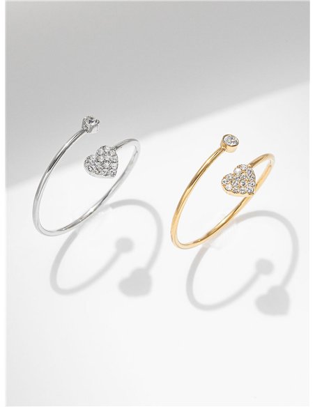 Anillo corazón con circonitas - Acero inoxidable