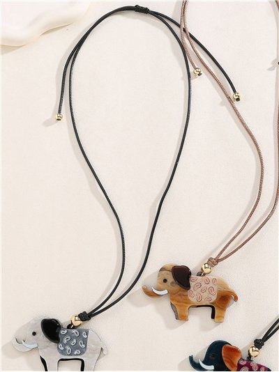 Collar cuerda colgante elefante de resina 2