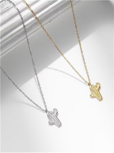 Collar colgante cactus - Acero inoxidable