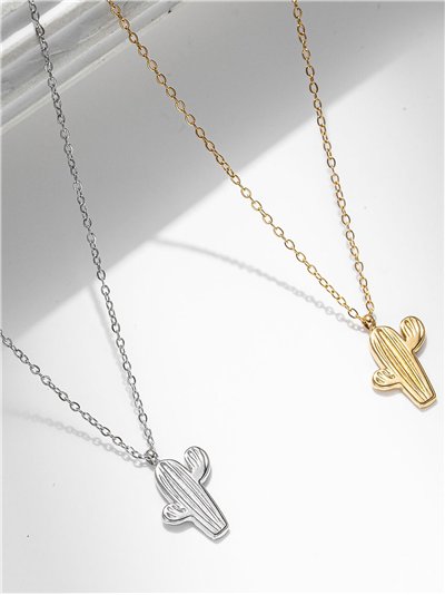 Collar colgante cactus - Acero inoxidable 2