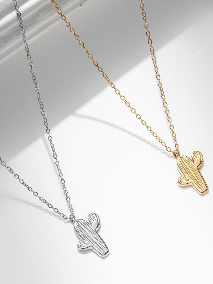 Colar pendente cacto - Aço inoxidável