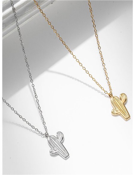 Collar colgante cactus - Acero inoxidable