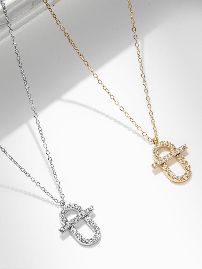 Collana con ciondolo e zirconi - Acciaio inossidabile