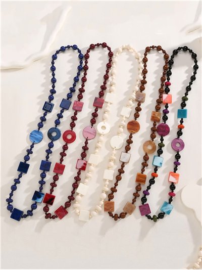 Collar cuentas de colores de resina