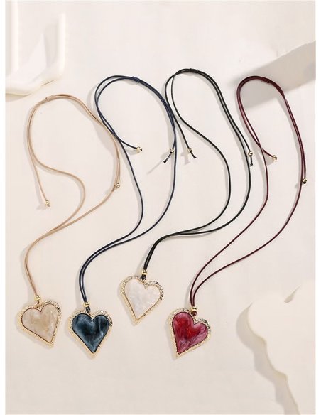 Collar cuerda con colgante corazón de resina