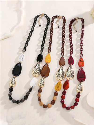 Collar eslabones efecto piedra