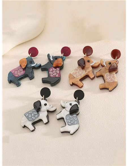 Pendientes elefante de resina