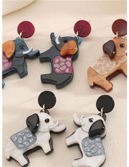Pendientes elefante de resina