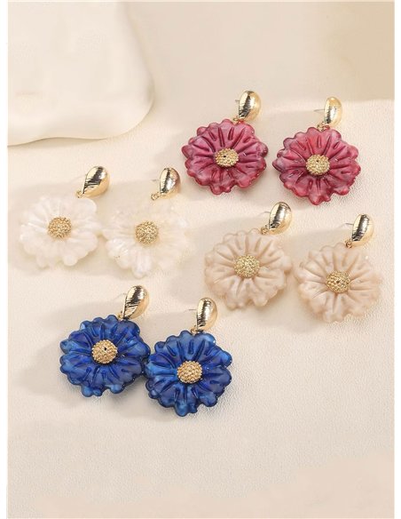 Pendientes flor de resina - Acero inoxidable