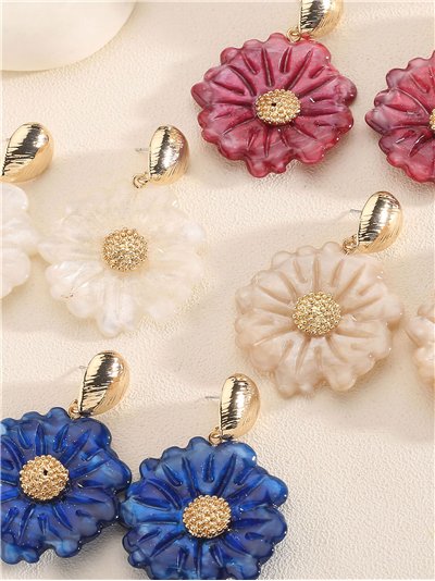 Pendientes flor de resina - Acero inoxidable 2