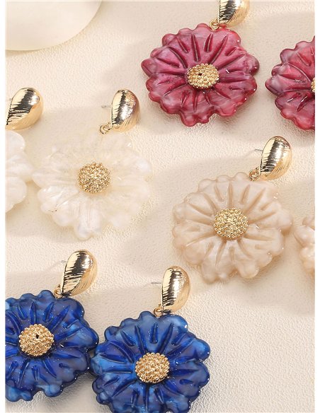 Pendientes flor de resina - Acero inoxidable