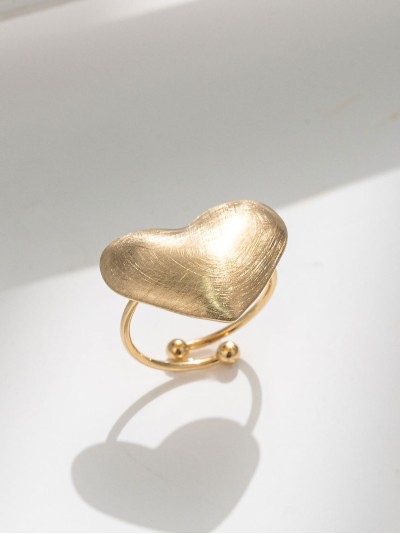 Anillo corazón dorado - Acero inoxidable 2