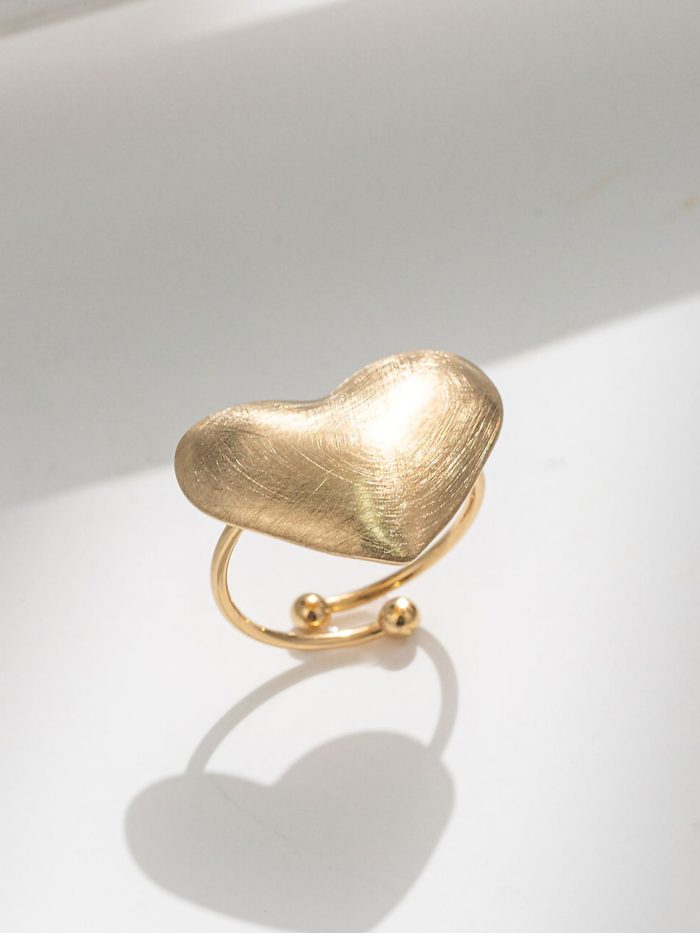 Anillo corazón dorado - Acero inoxidable