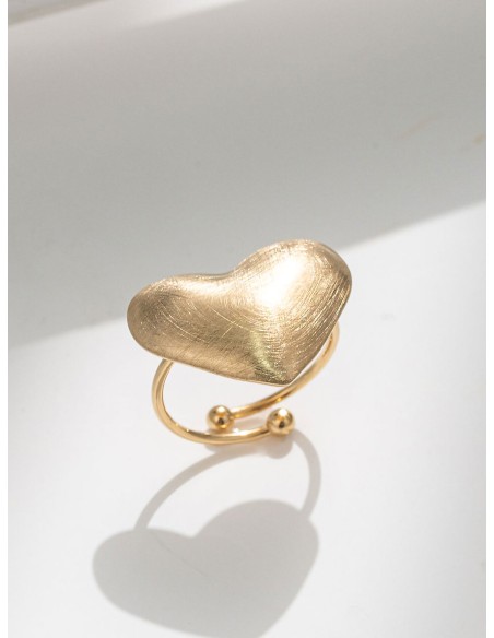 Anillo corazón dorado - Acero inoxidable