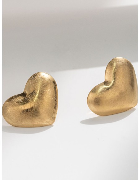 Pendientes corazón dorado - Acero inoxidable
