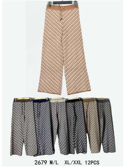 Pantalón recto punto estampado 2