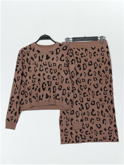 Conjunto Jersey leopardo + Falda midi