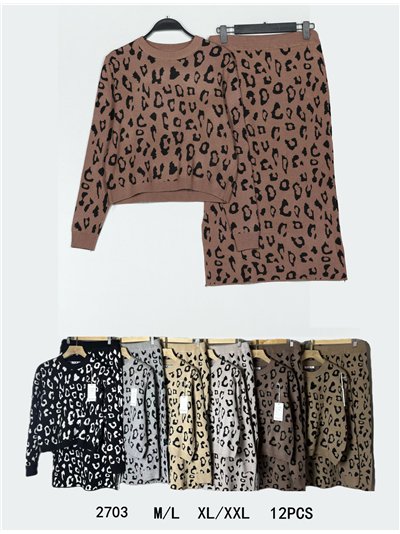 Conjunto Jersey leopardo + Falda midi 2