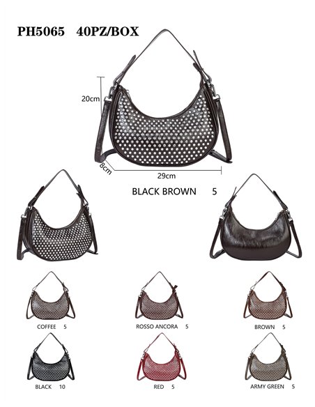 Bolso de hombro media luna tachas