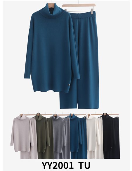 Conjunto Jersey largo cuello vuelto + Pantalón