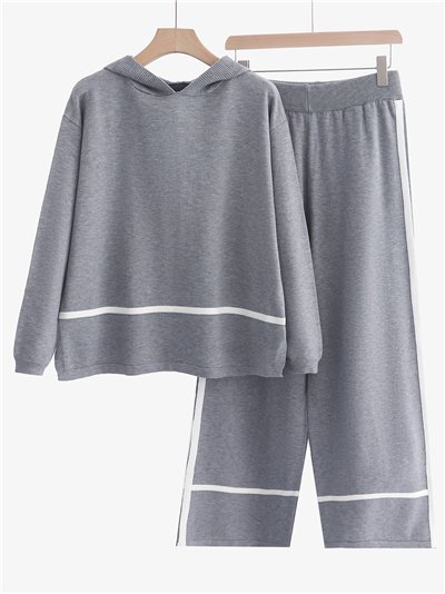 Conjunto Sudadera punto contraste capucha + Pantalón