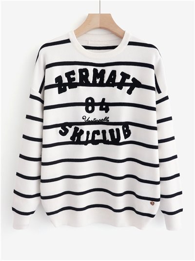 Jersey franjas texto bordado