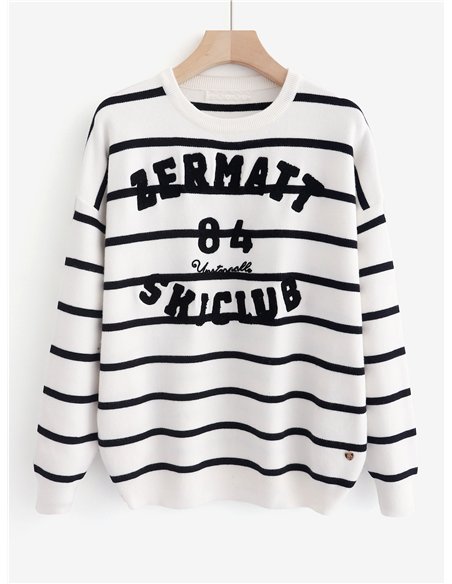 Jersey franjas texto bordado