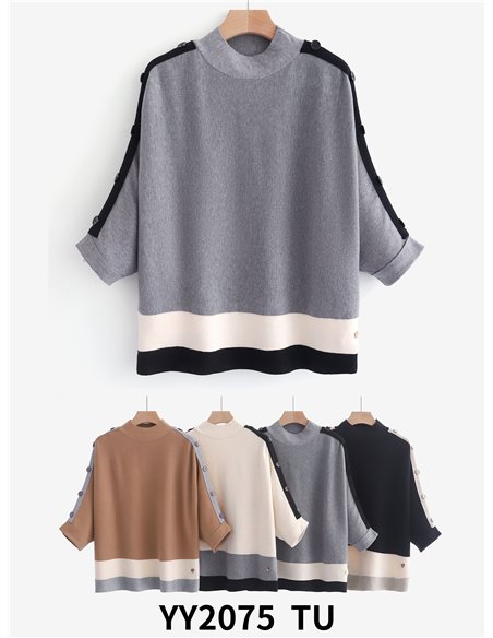 Jersey contraste manga botones